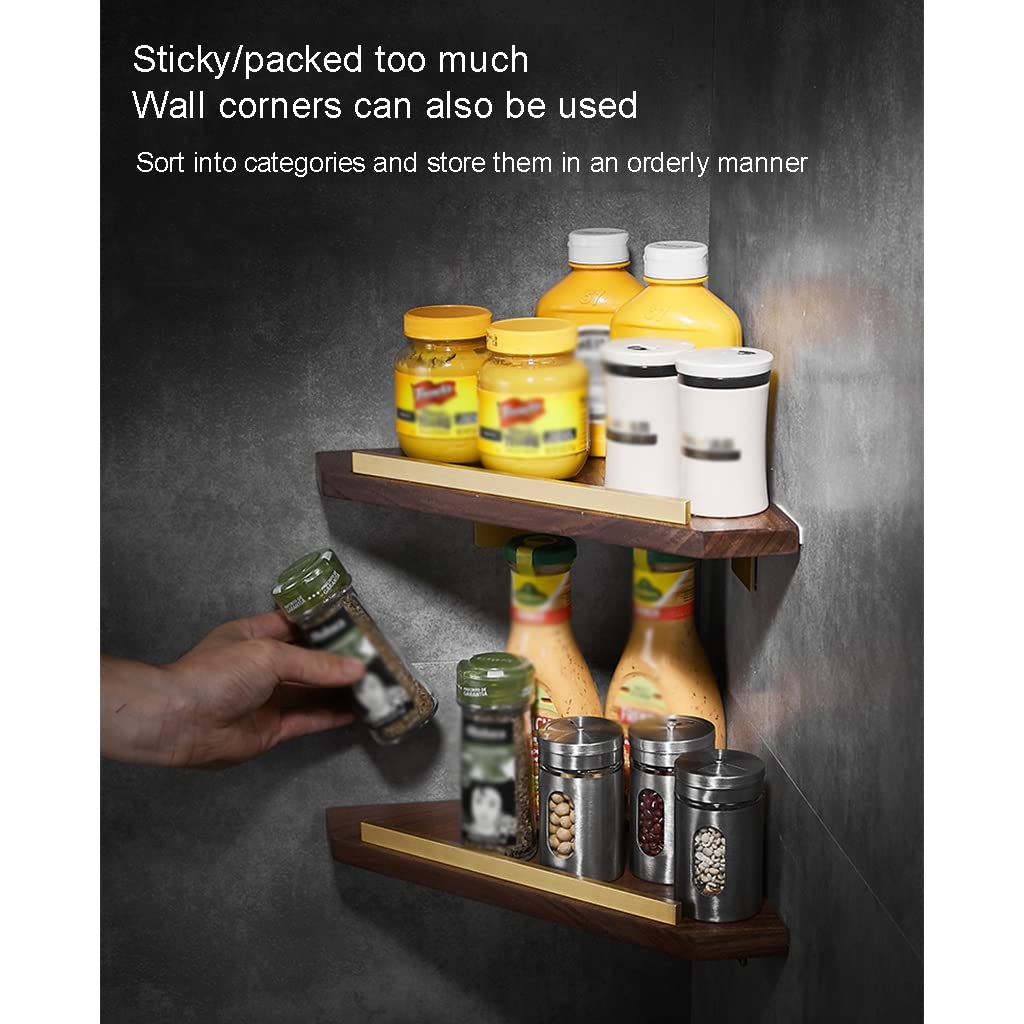 Półka łazienkowa pod prysznic, narożny orzech włoski montowany na ścianie z litego drewna kosmetyczny produkt narożny stojak prysznic pokój trójkątny kosz półki kuchenne butelki na przyprawy uchwyt