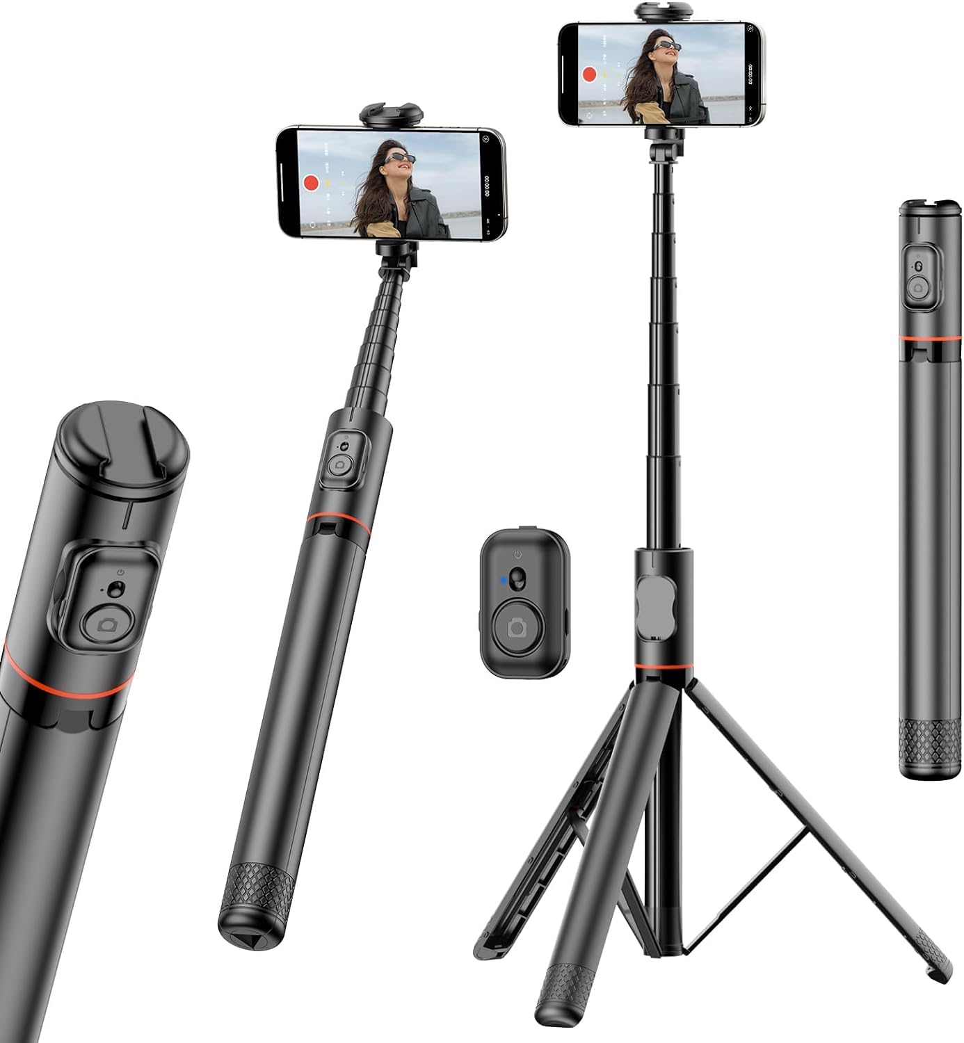 HOLD UP 72" Cell Phone Selfie Stick Tripod, Aluminum Phone Tripod All-in-1 with Integrated Remote, Portable Extendable Smartphone Tripod Stand Lightweight Travel Tripod Compatible with iPhone/Android (B0B6HLPC87) Amazon Price History, Amazon Price Tracker