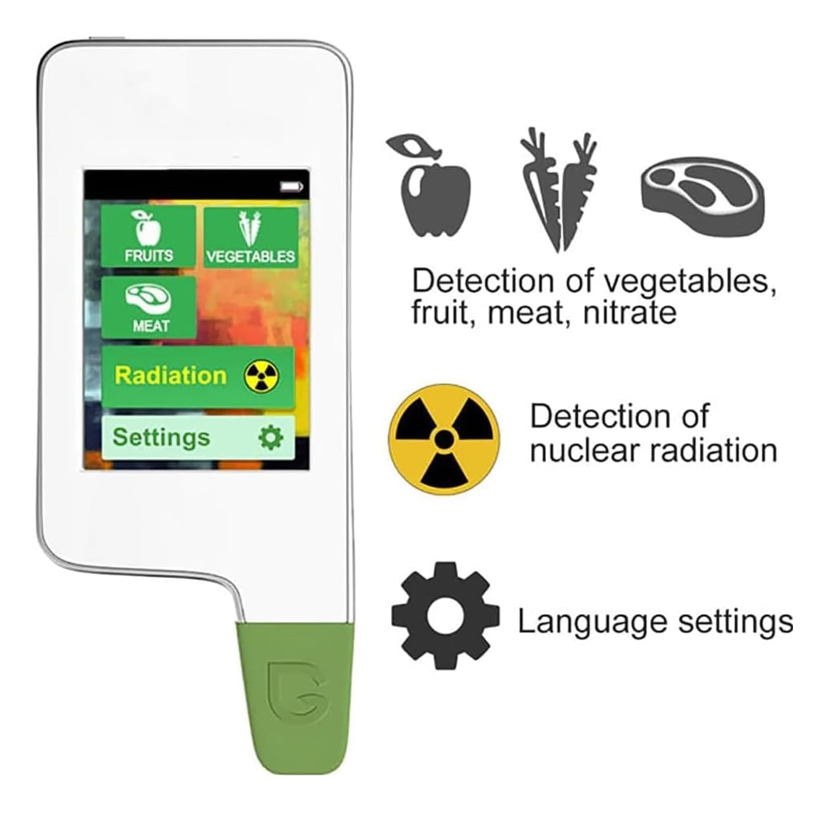 Tester di Nitrati Alimentari Digitali, Misuratore di Frutta/Verdura/Carne, Gamma di Rilevamento dei Nitrati: 0-9999mg/kg, 3 Colori Risultati del Display, per Negozio, Casa