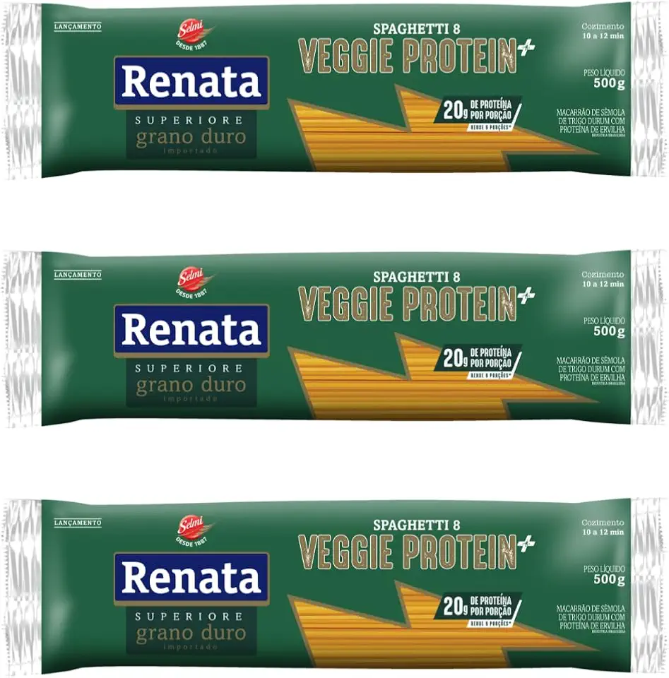 Kit 3 pacotes de Macarrão Espaguete Veggie Protein+ 500g cada - Renata