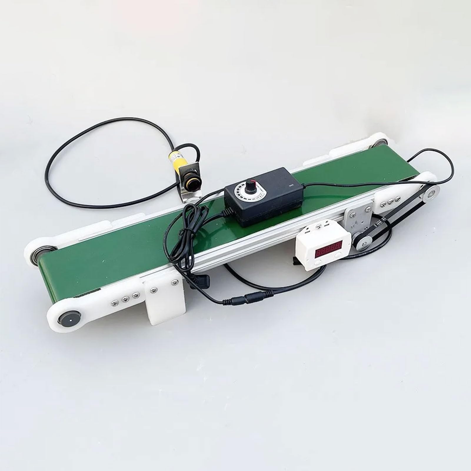 Cinta transportadora de Escritorio pequeña con conteo fotoeléctrico, transportador de línea de Montaje, Dispositivo automático de experimentación por fricción, Velocidad Ajustable