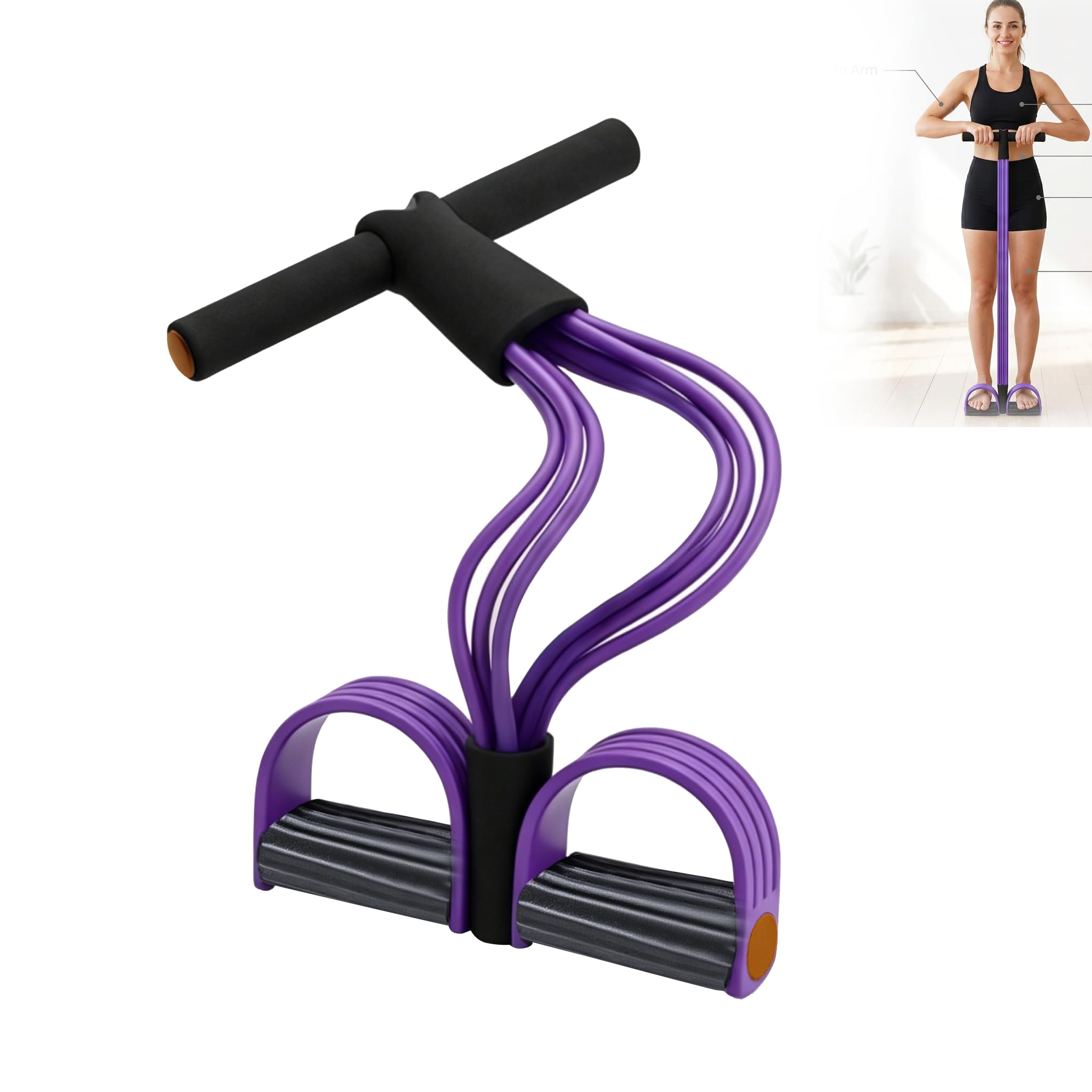 Pedal Resistance Band Yoga Tension 6 Tube 1 Piece Puller Rope Fitness Equipment Home Workout Gym Strength Trainer Abs Abdominal Legs Arm Slimming Body Shaping Tummy Trimmer Expander