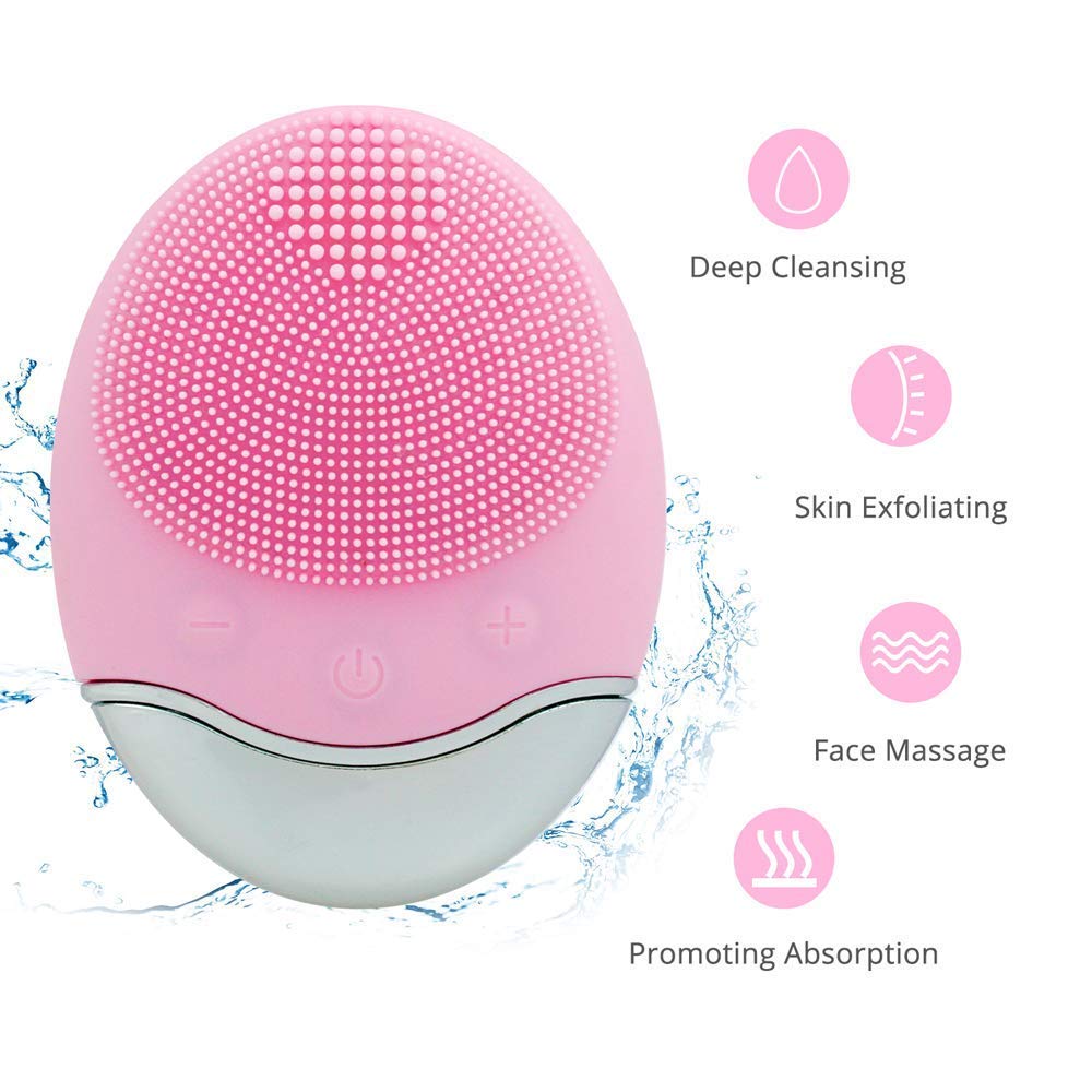 Szczotka do oczyszczania twarzy Sonic Face Cleanser Masażer Wodoodporny Silikonowy Elektryczny System Oczyszczania Skóry (różowa)