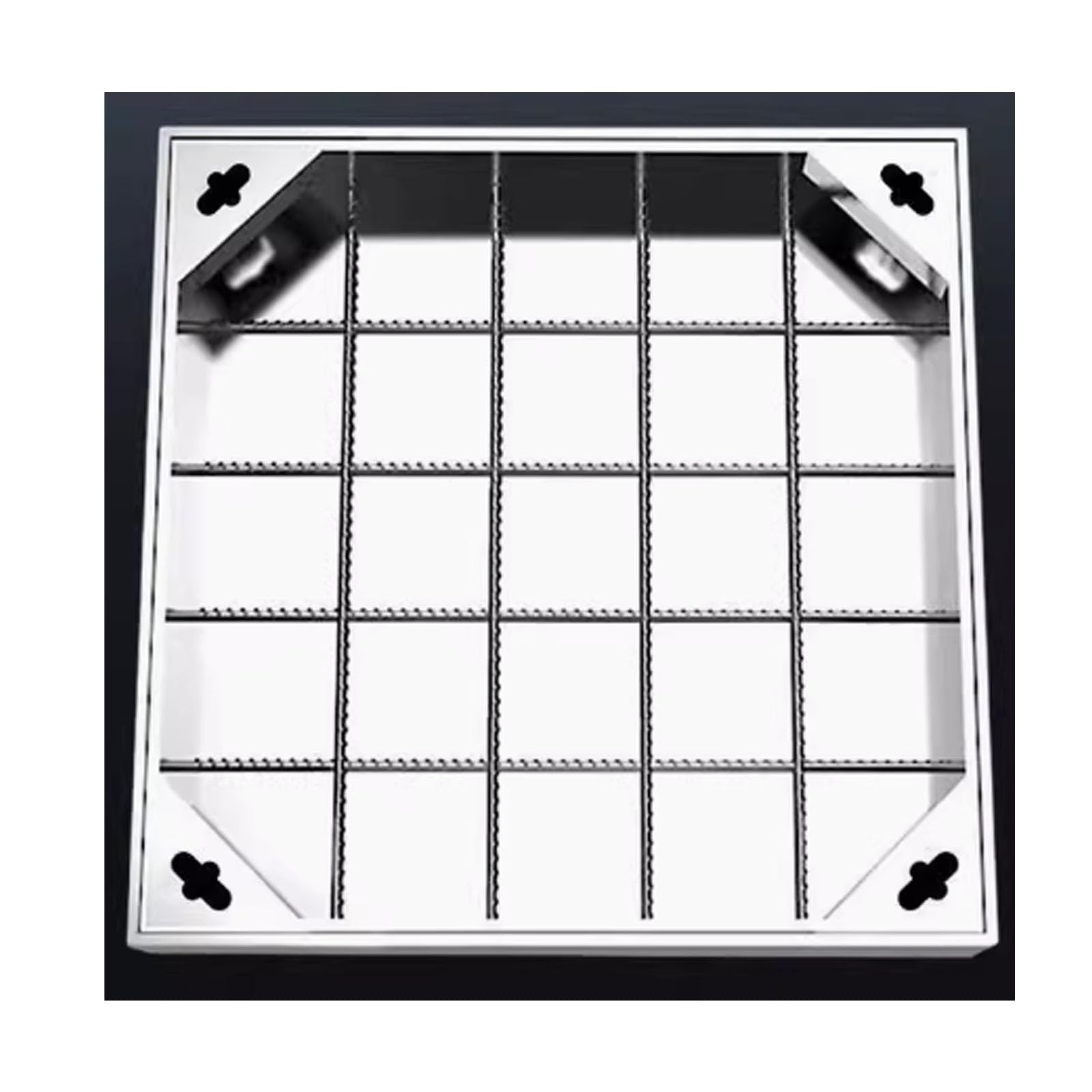 Generico Chiusino Quadrato Resistente da 60x60 cm con Telaio Invisibile in Acciaio Inossidabile, Perfetto per l'uso Esterno in Cortili, Strade, scuole e Cantieri edili.