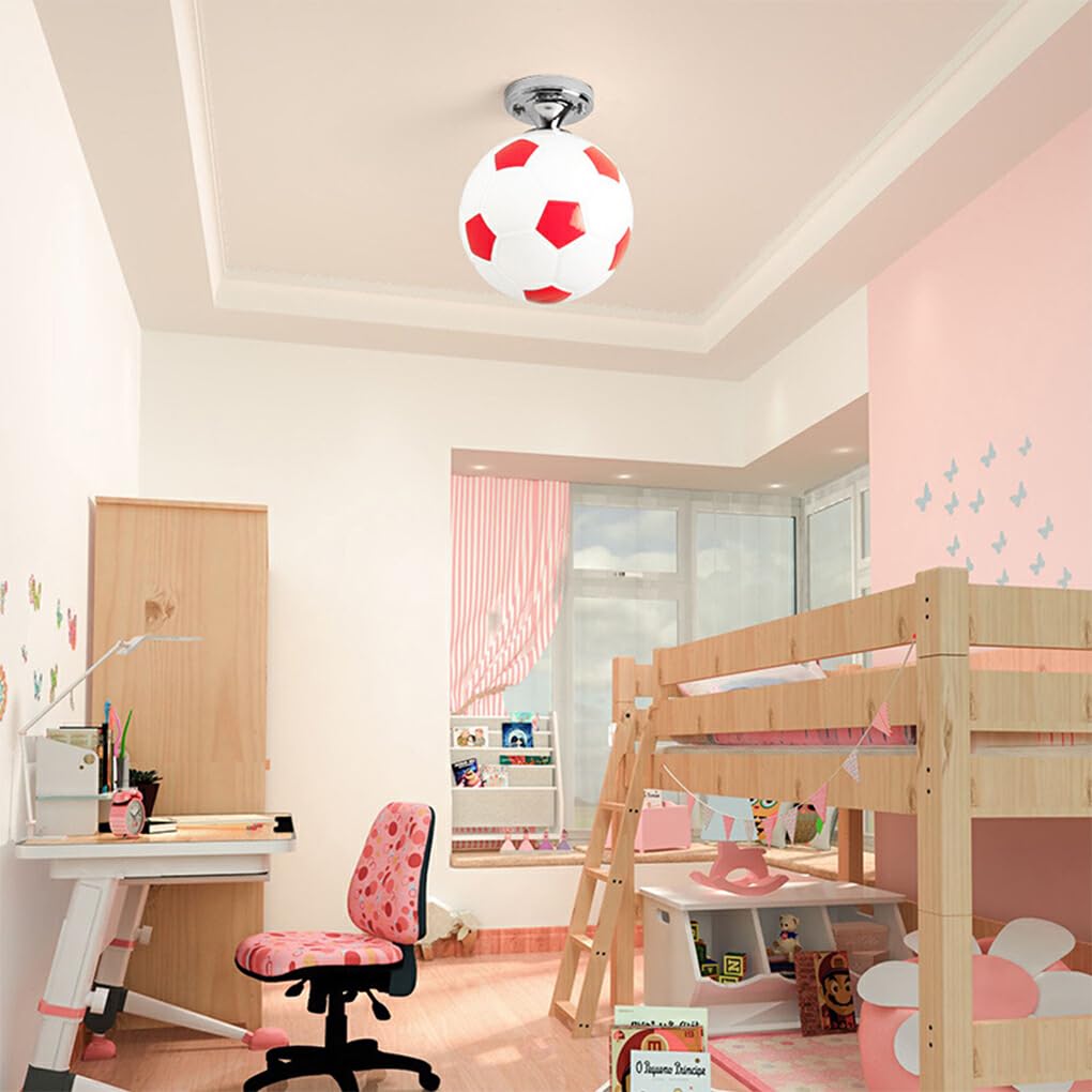 Ailan Balón de fútbol, luces LED de techo de cristal Premium para decoración creativa de dormitorio de niños, lámpara de techo para Bar y Club de fútbol, Azul