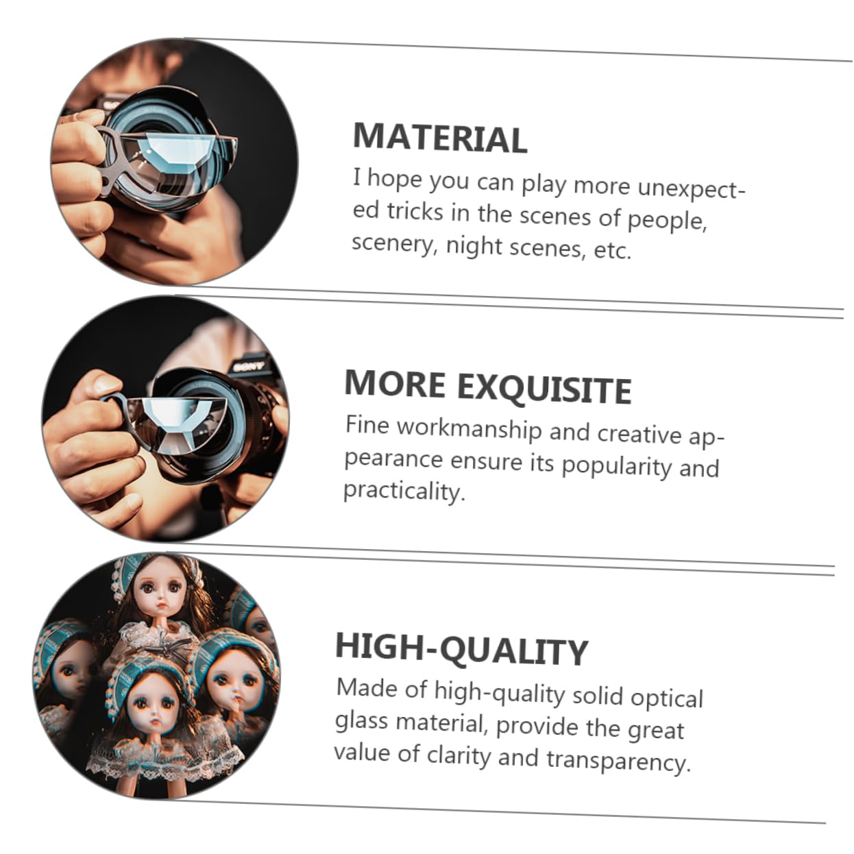 STOBOK 79mm Photo Shooting Prisms Kaleidoscope Lens for Camera Enhance Your Visual Creativity