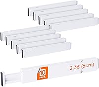 Vista 18 de Lifewit - Paquete de 8 separadores de cajones de plástico de 15 cm de alto, 34-56 cm ajustables, organizadores de cajones para ropa, separadores