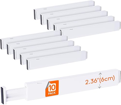 Miniatura 17 de Lifewit - Paquete de 8 separadores de cajones de plástico de 15 cm de alto, 34-56 cm ajustables, organizadores de cajones para ropa, separadores