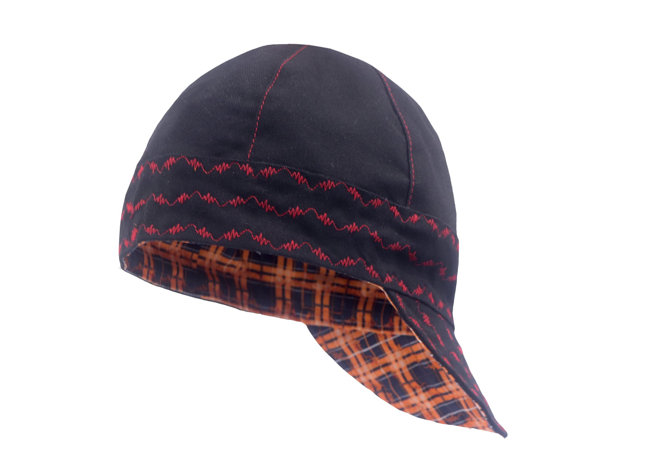 BOCOMAL Welding Cap - Flame Resistant 10oz Cotton Canvas, 6-Panel Design, Black, Size 7 1/2