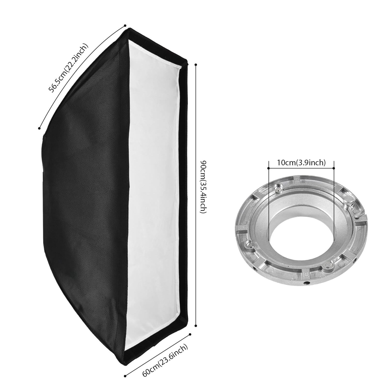 Andoer Softbox rectangular de 60 x 90 cm, con rejilla, paño suave y bolsa de almacenamiento para fotografía de productos, iluminación de estudio, transmisión en directo
