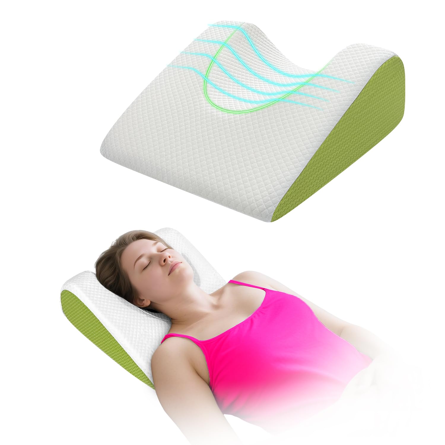Mistuki Neck Stabilizer Pillow for Sleeping, Memory Foam Cervical Support to Keep Head Straight, Post-Surgery Positioning for Bedridden Elderly, Back Sleep for