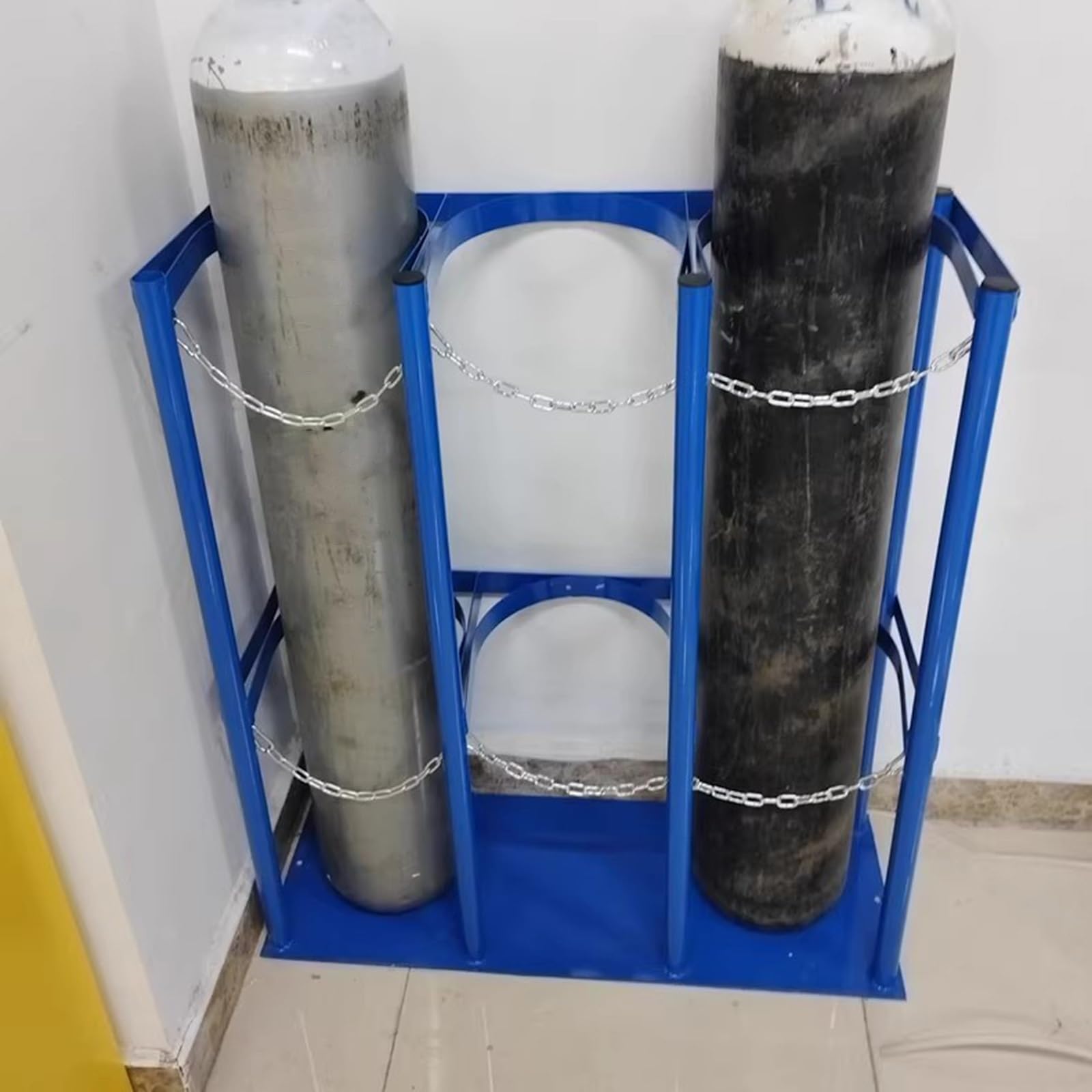 GLJTUO Cylinder Storage Rack for 40/50L Nitrogen, Acetylene & Hydrogen Tanks - 31-39" Tall Cylinder Holder, Lab Gas Cylinder Organizer Shelf,5-40.6x11.8x31.5inch