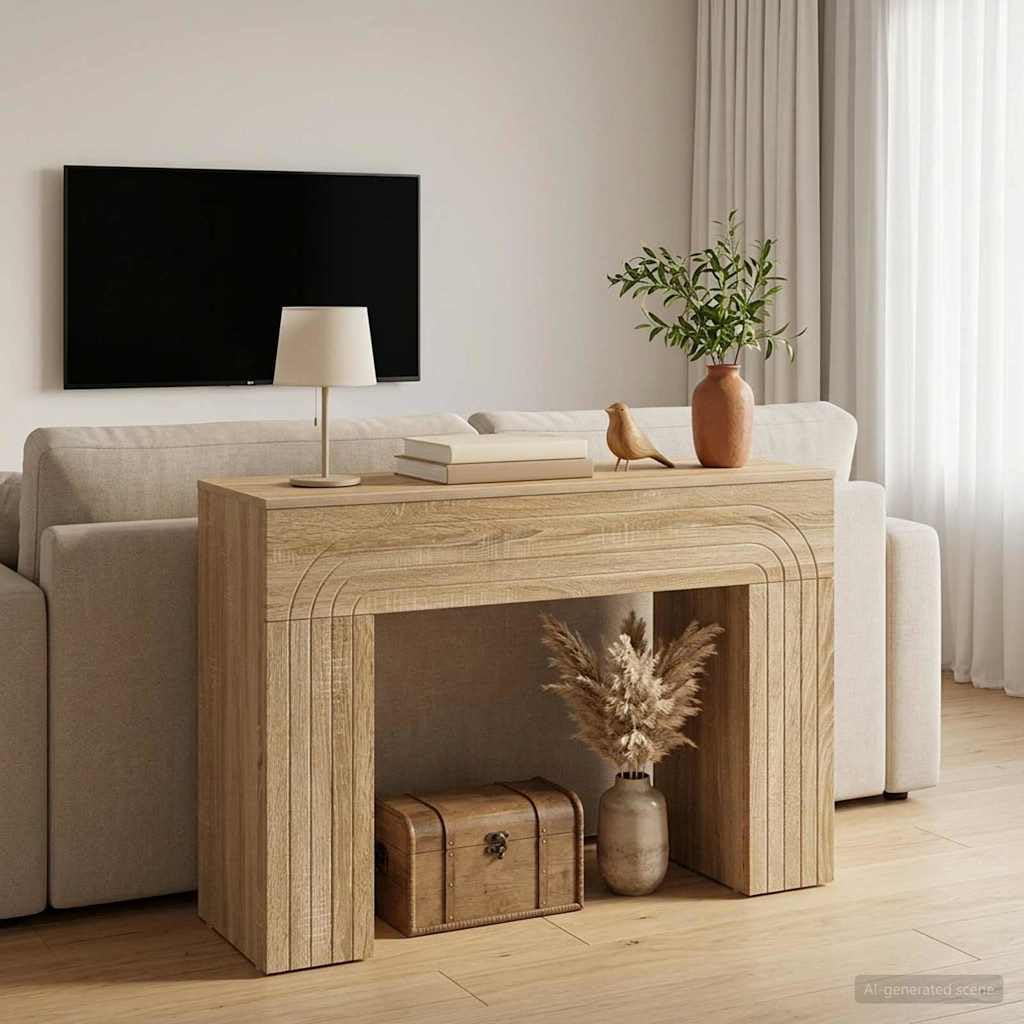 Couchtisch Sonoma-Eiche 102x35x75 cm Holzwerkstoff | Rechteckiges Design, stabile Beine, vielseitig nutzbar, pflegeleicht mit feuchtem Tuch