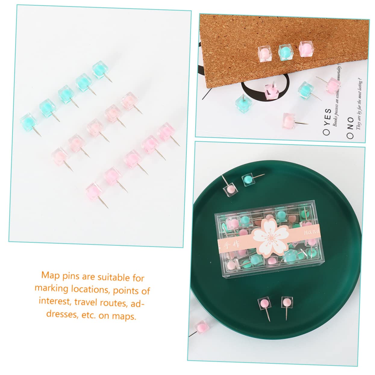 TEHAUX 200stücke Bunte Pushpins Quadratische Thumbtacks Für Pinnwand Fotowand Und Karten Weiche Farbenfrohe Reißnägel Praktischer Aufbewahrungsbox