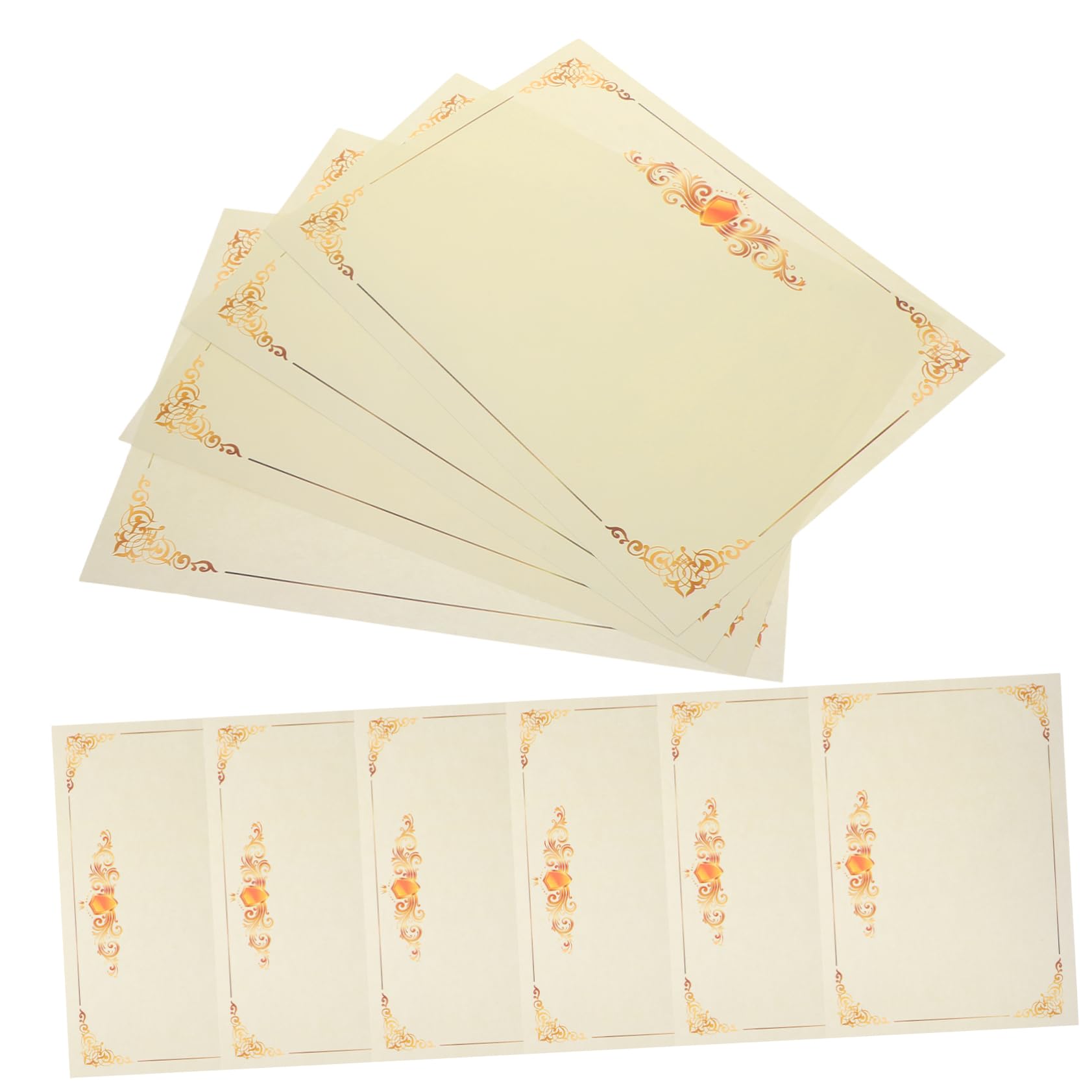 POPETPOP Carta Per Certificati Vuoti A4 100 Fogli Fronte-retro in Carta Offset, Supporto Per Diplomi e Certificati Da Stampare, Formato Compatto Per Uso Scolastico, Ufficio e Decorazioni