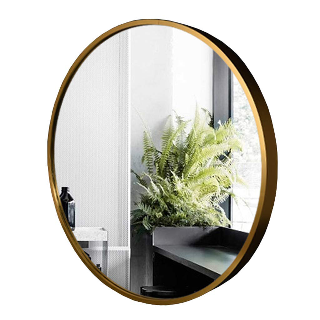 TYUHDUYUR Gold Wall Mirror - Circle Mirror - Metal Framed Decorative Mirrors for Wall - Hanging Mirror for Entryways Washrooms Living Rooms and More (Size : 50cm) (50cm)