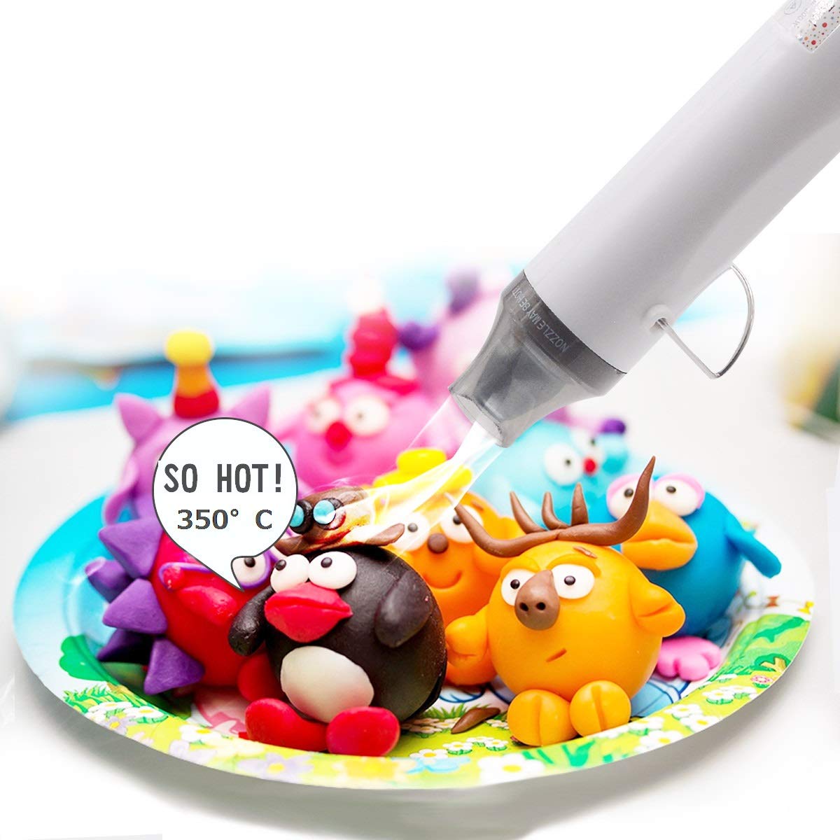 mofa Neu Mini Heißluftpistole Elektrische 300W Mini Shrink Heat Tool Embossing Heat Tool Mini Heißluftfön DIY Werkzeug (Weiß)