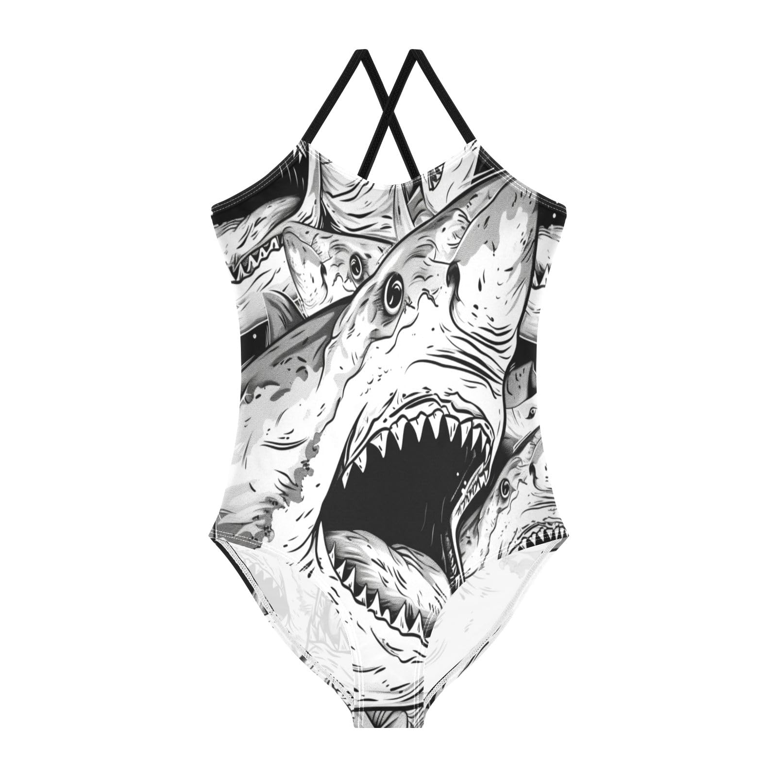 Big Shark Girls One-Piece Swimsuit Beach Bathing Suit