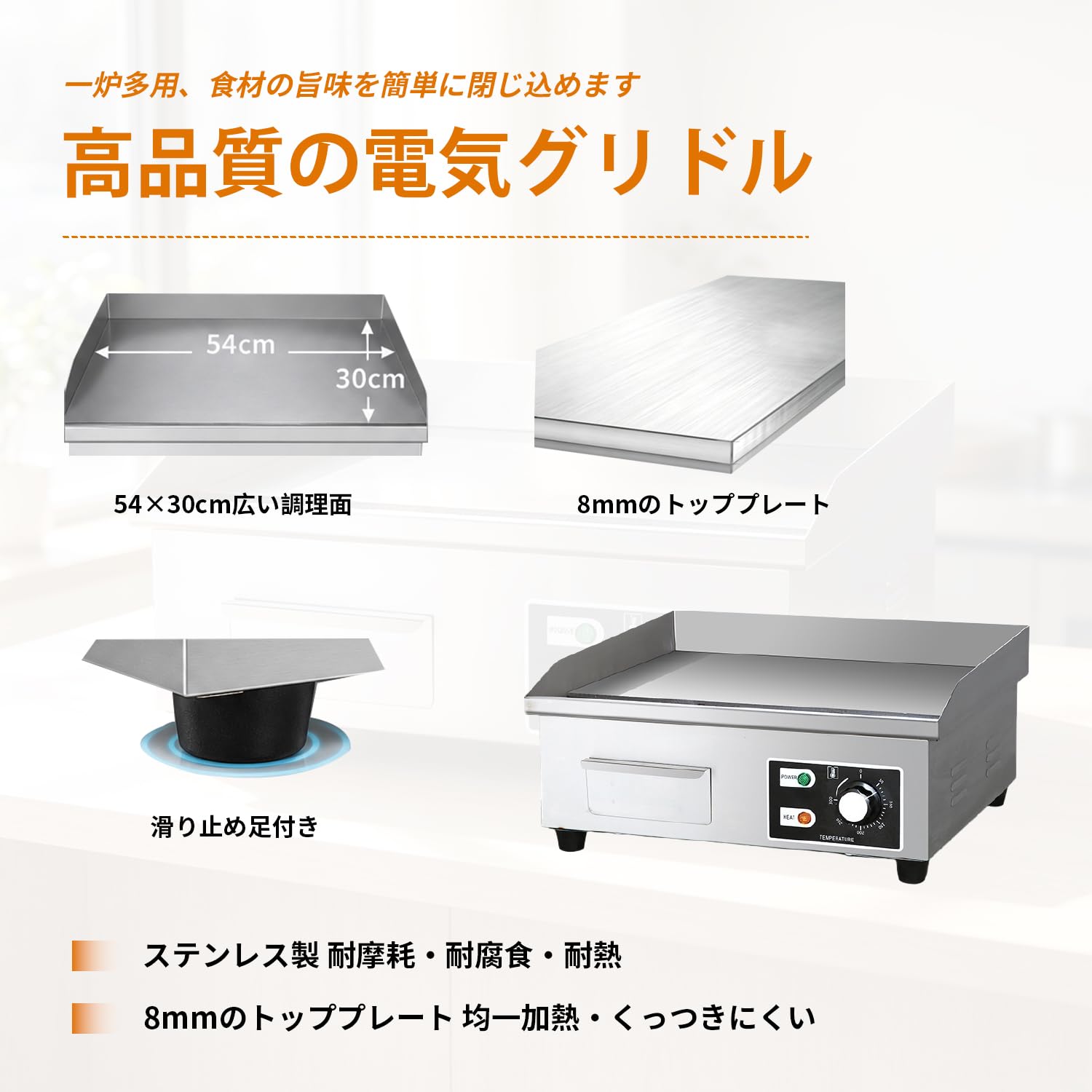 Amazon.co.jp : Kurflo 電気グリドル プレス鉄板焼 卓上鉄板焼 焼き物