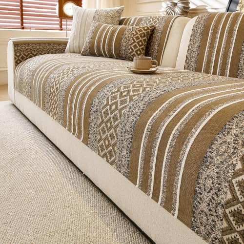 Funda sofa 3 plazas chenilla manta cubre sofa light brown 90x280cm 2