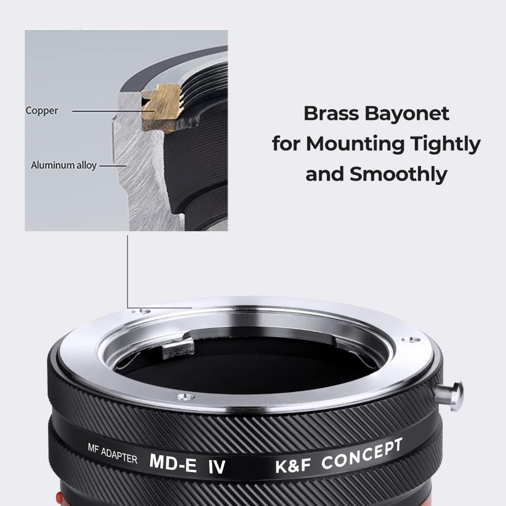 K&F Concept Lens Mount Adapter MD-NEX IV Manual Focus Compatible with Minolta Rokkor (SR/MD/MC) Lens and Sony E Mount Camera Body