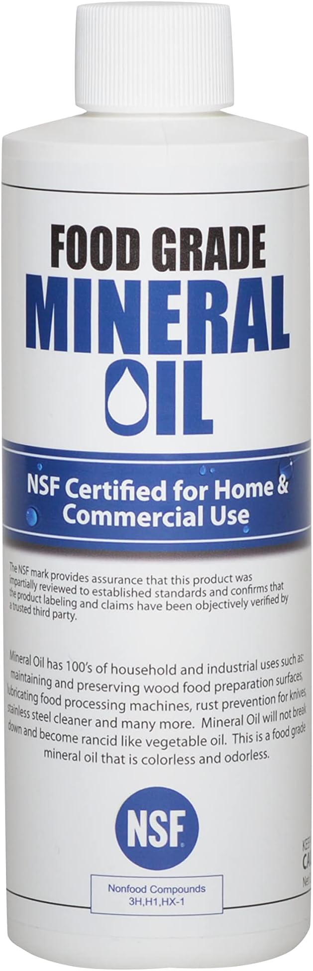 Premium 100% Pure Food Grade Mineral Oil USP, 8 Ounces, NSF Approved, Butcher Block and Cutting Board Oil