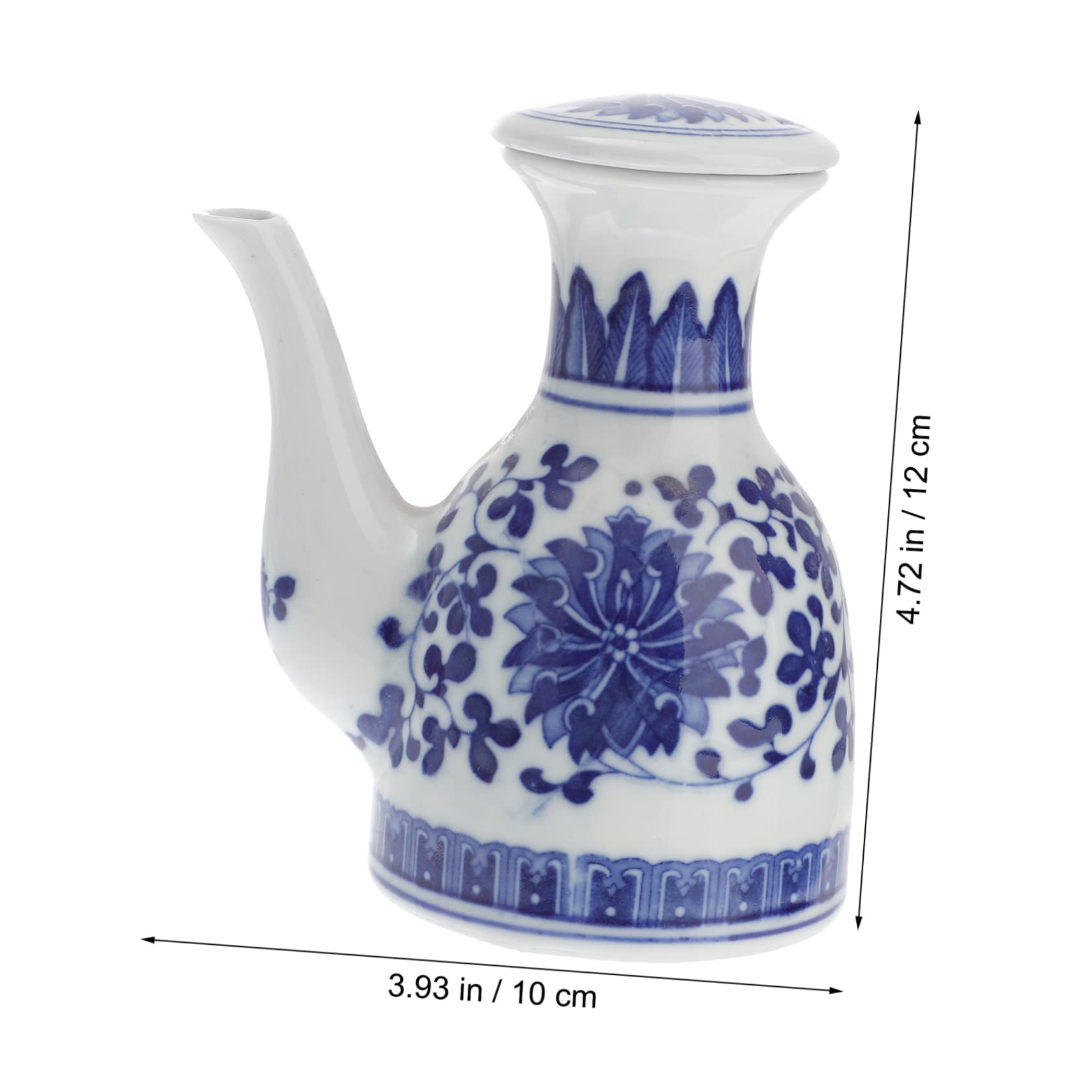 FUNOMOCYA Ceramic Condiment Dispenser with Spout Unique Vinegar Soy Sauce Storage Jar for Kitchen Home and Restaurant Use for Liquid Seasoning Random Floral Design