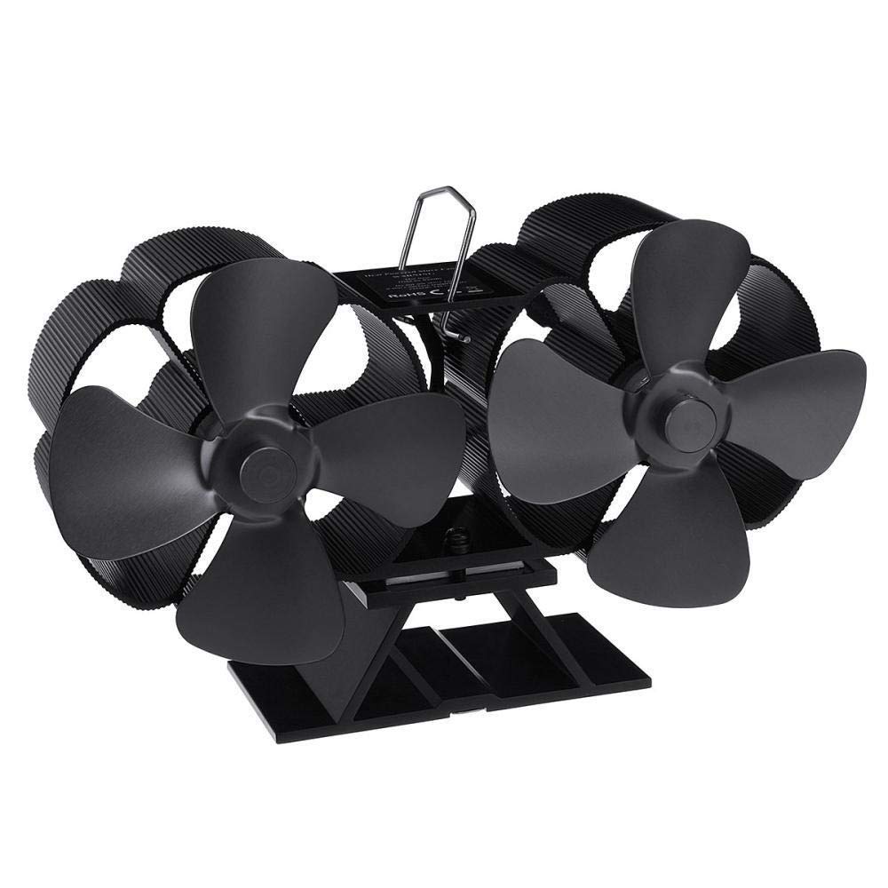 Camino a Doppia Testa Fornello a 8 Pale Alimentato a Calore Ventilatore a Legna Bruciatore a Legna Ventilatore Silenzioso Ecologico Distribuzione efficiente del Calore Domestica (C