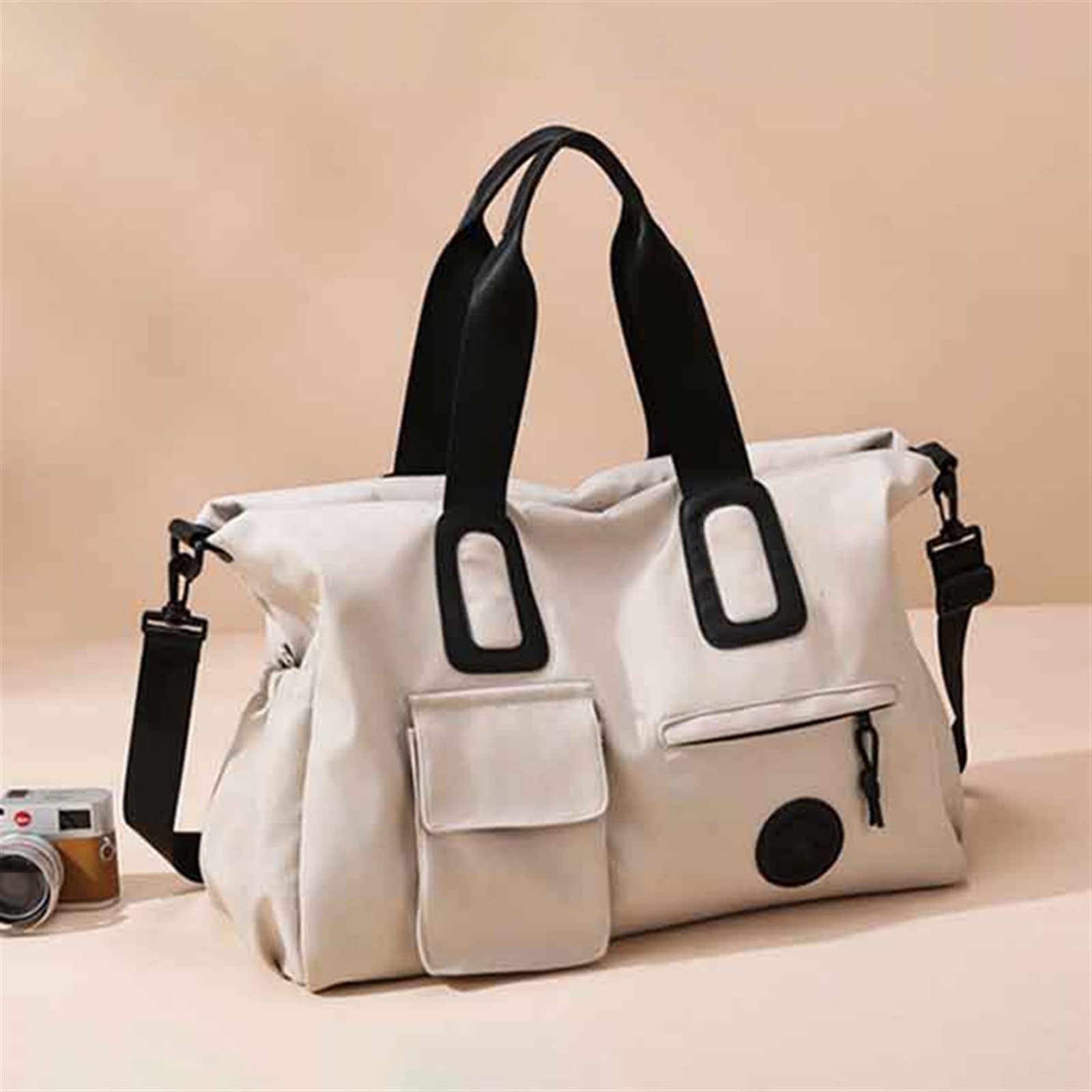 Borsone da Viaggio Borsa Da Viaggio A Mano, Grande, Da Donna, For Palestra, Fitness, Casual, Sportiva, Yoga, Borsa A Tracolla, Zaino Da Viaggio D'affari(Beige)