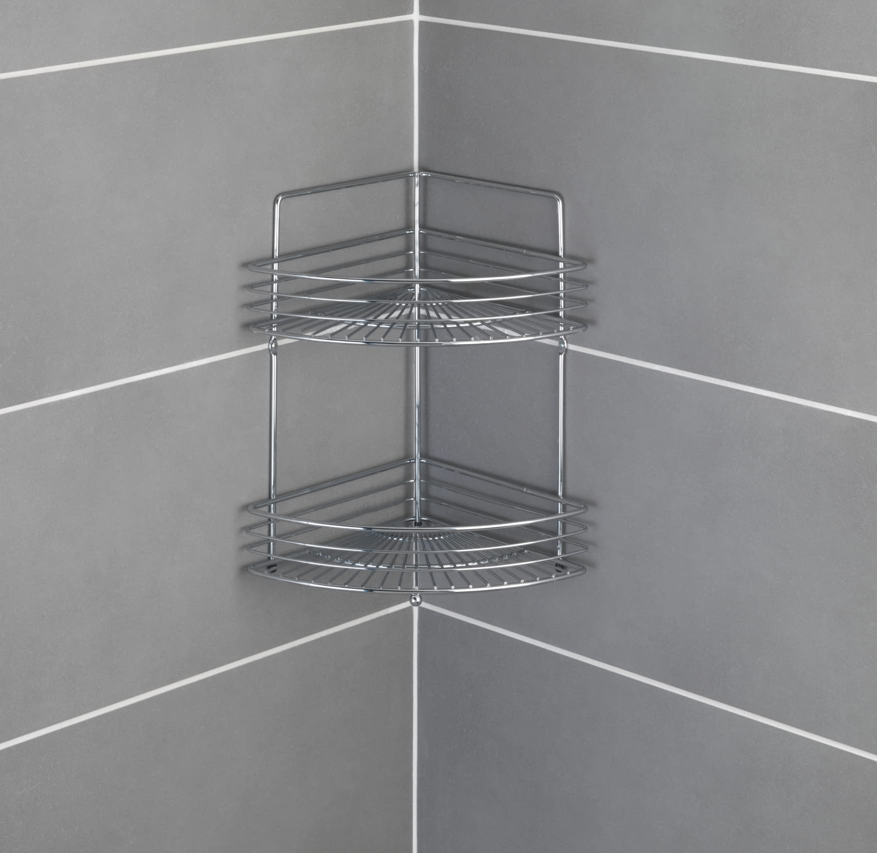 Wenko Regał narożny Milano z 2 półkami, chromowany, 22 x 31,5 x 37 cm
