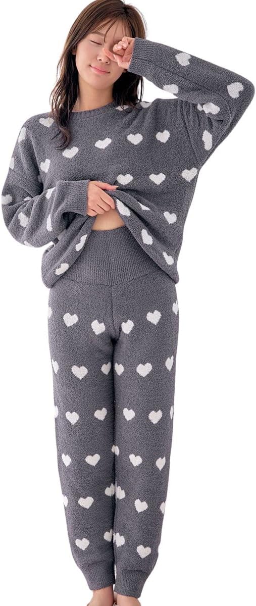 [エメフィール] ハート柄 ニット 腹巻付き 長袖 上下セット[上下セット] レディース