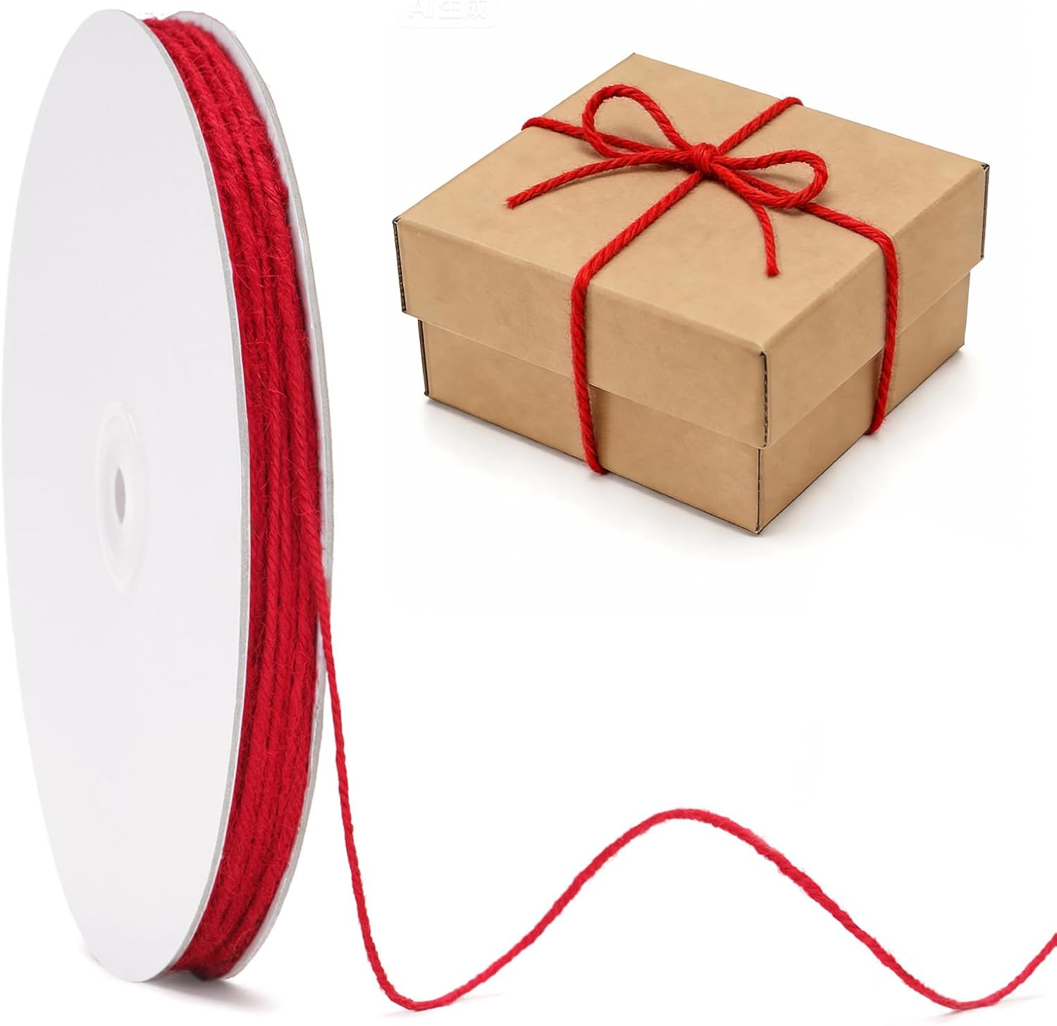 jijAcraft 2 mm Jute Cord Red: 100 m Jute Gift Ribbon for Packaging, Garden Twine Thin Craft Cord for DIY & Home Decoration, Jute Cord for Gift Wrapping, Plant Ties, Christmas Decoration