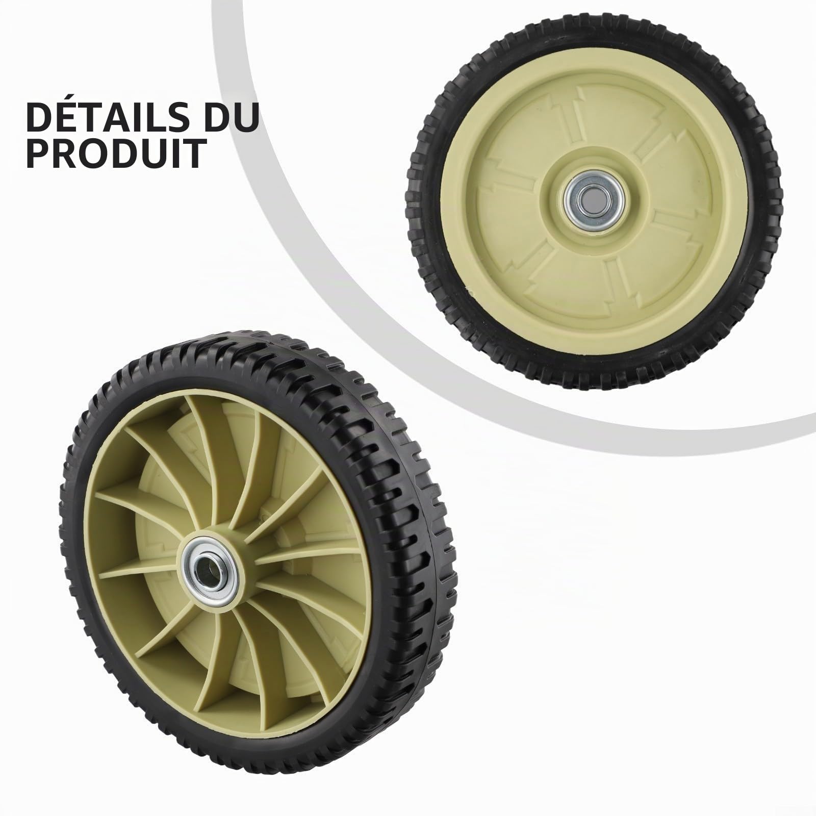 Honseadek 1 roue de rechange en caoutchouc pour tondeuse à gazon GENERAL - 19,5 cm de diamètre - Noir
