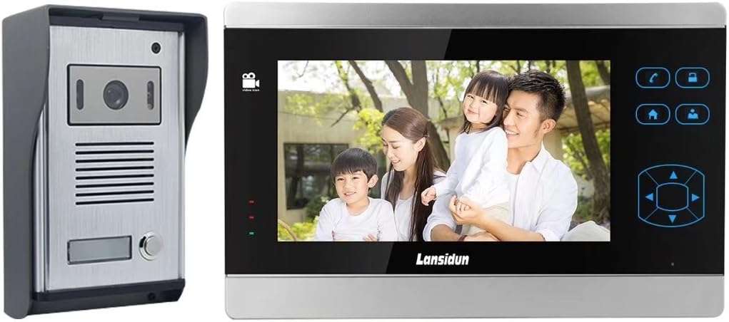 Video Doorbell Kit, 7-inch Color Monitors and Surface Mounted HD Camera Video Doorphone, Unlock Control and Night Version Intercom System