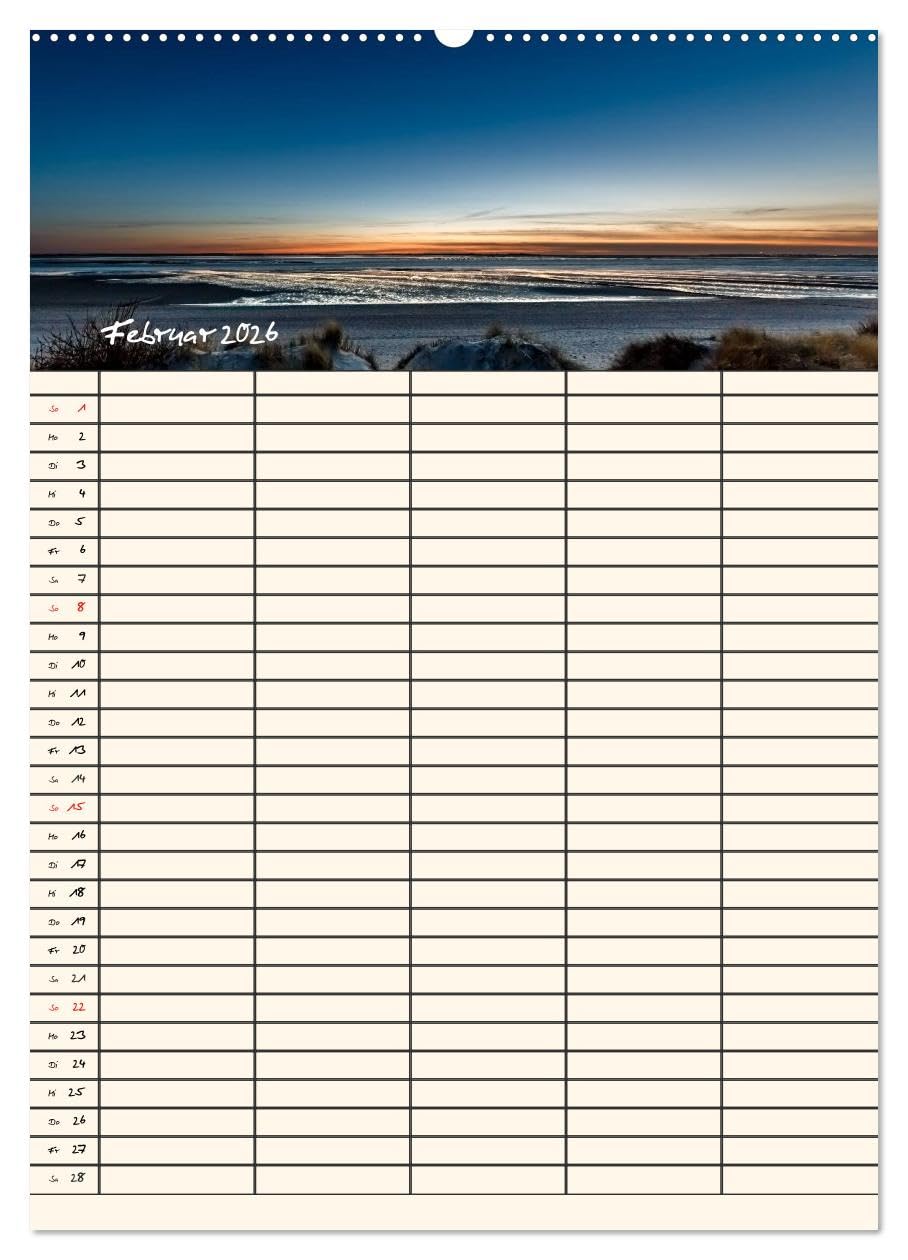 Noch mehr Föhrweh Familienplaner (hochwertiger Premium Wandkalender 2026 DIN A2 hoch), Kunstdruck in Hochglanz: Entschleunigende Landschaftsaufnahmen von der Insel Föhr (CALVENDO Orte)