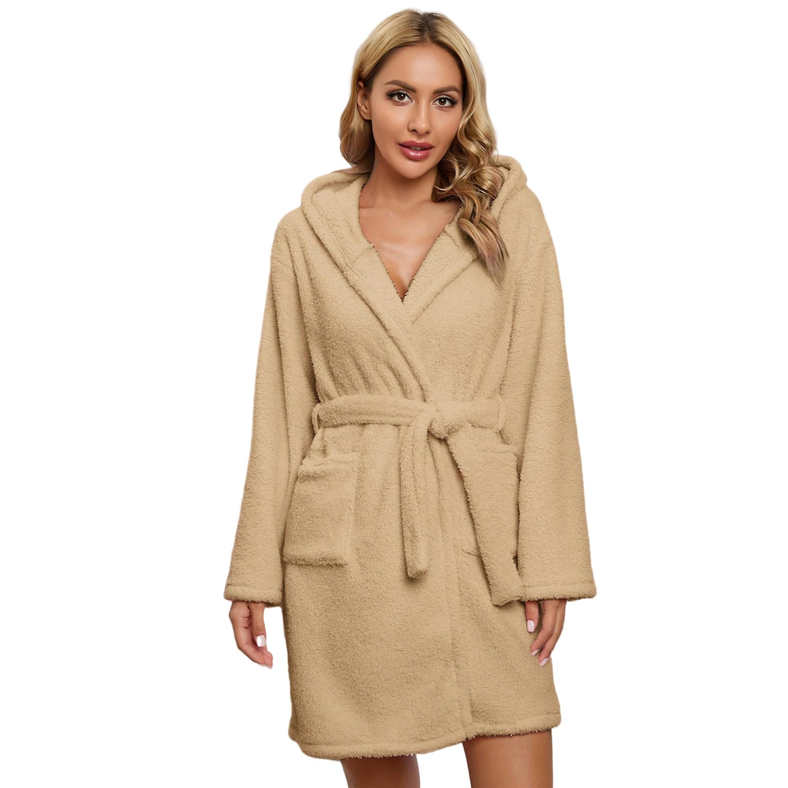 Pigiami da Donna Nuovo Pigiama da Donna Casual Personalizzato Caldo Pigiama da Donna Invernale in Peluche-cachi-2xl