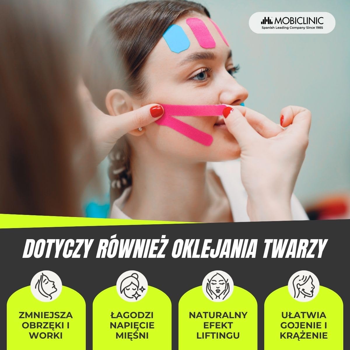 Mobiclinic, Pakiet 2 taśm kinesiotape, 5mx5cm, Mobitape, Elastyczna taśma samoprzylepna, Muscle pain relief, Elastyczny, Kinesiology bandage, Rolka, Czarny i beżowy