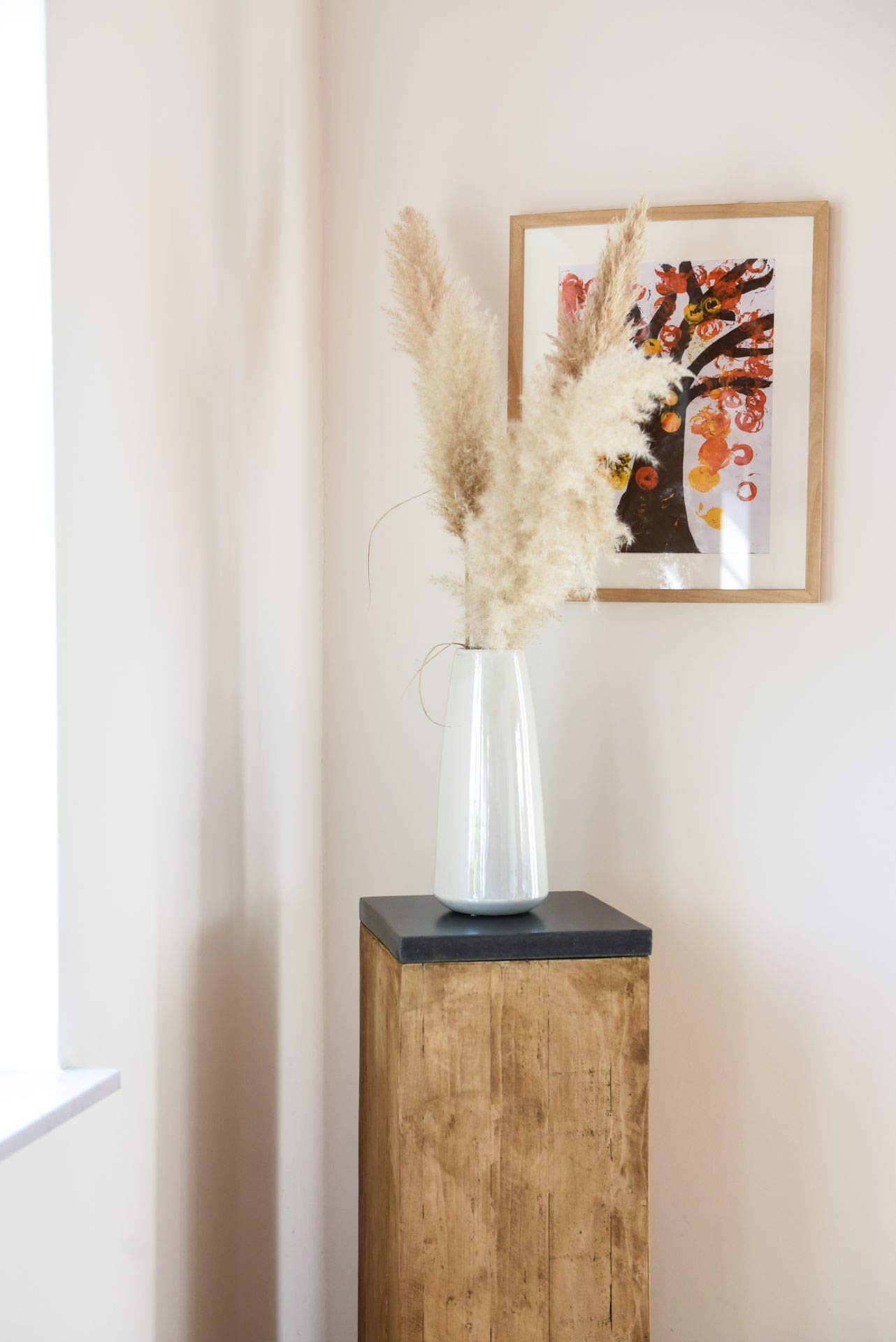 VIVANNO Podestat Colonne décorative Colonne à fleurs Support à fleurs en bois recyclé hauteur 100 cm, brun
