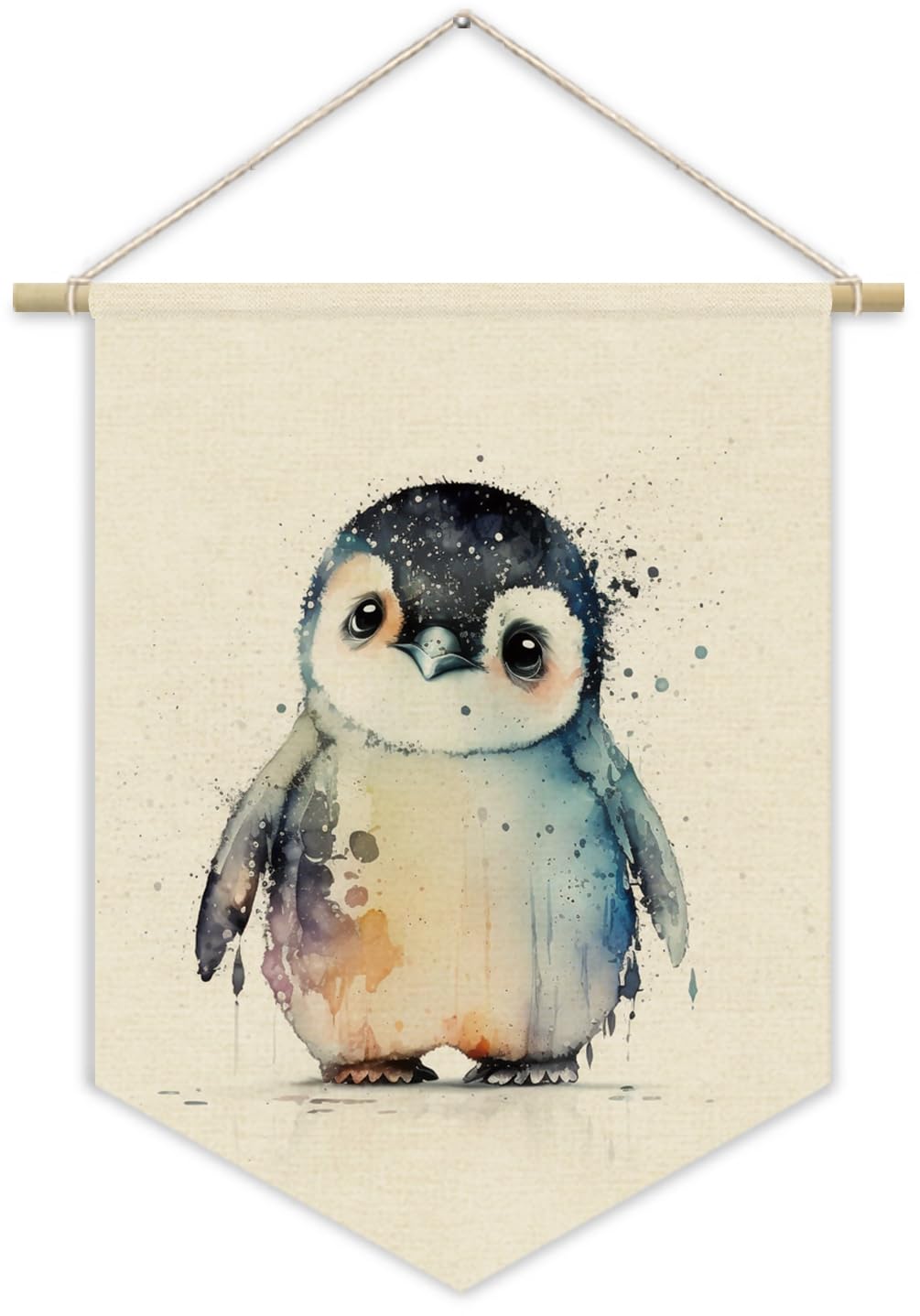XYDEG Nursery Decor,Woodland Nursery Decor,Baby Penguin Cute Wall Art,Kids room Canvas Banner,Abstract Watercolor Animal Penguin for Living Room