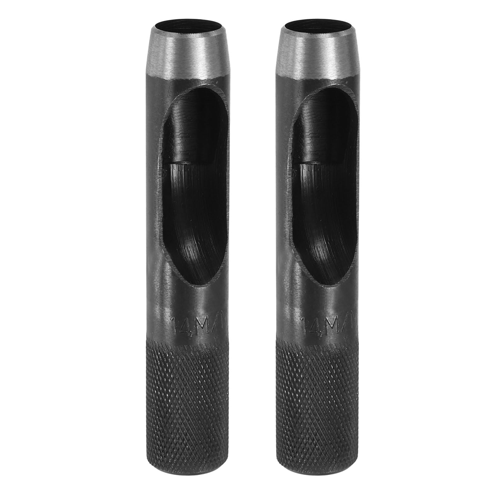 sourcing map 2pcs Leather Hole Punch 14mm Hollow Round Hole Puncher Cutter Carbon Steel Tool for Watch Cloth Belt Gaskets DIY Leather Craft Repair, Black — image 1