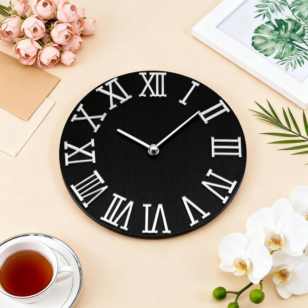 BENECREAT Set di 12 Numeri Romani in Acrilico per La Realizzazione di Orologi Da Parete Fai Da Te, Kit di Numeri Da 40 mm per Decorazioni Domestiche e Progetti Artigianali, Argento