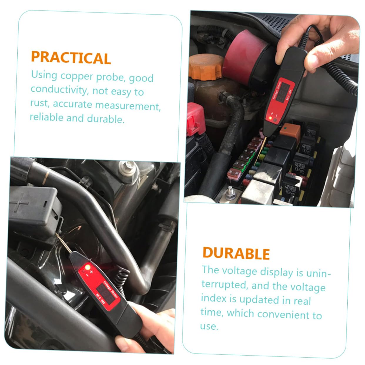 Gatuida 3pcs Electricity Tester Tester Pen Digital Display for Car Maintenance Automotive Tool