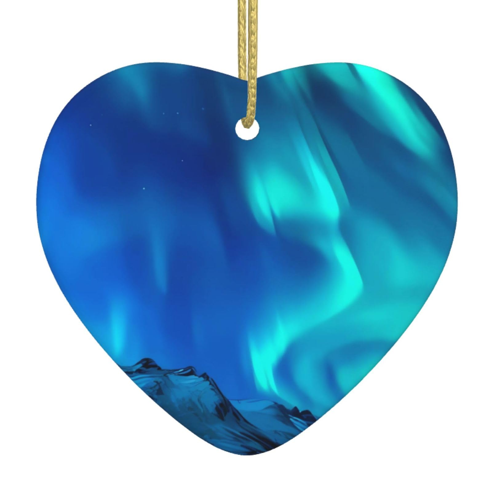 Winwon White Northern Lights Print Personalised Christmas Bauble, Ceramic Christmas Hanging Ornament, Christmas Tree Decoration For Boyfriend Girlfriend Wife Xmas Gifts