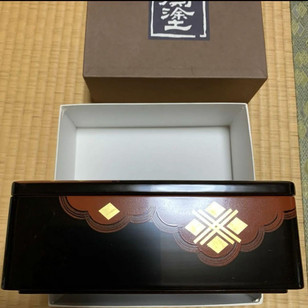 新品　秀衡塗 一段本重 菊　重箱 秀衡塗 一段本重 菊 重箱