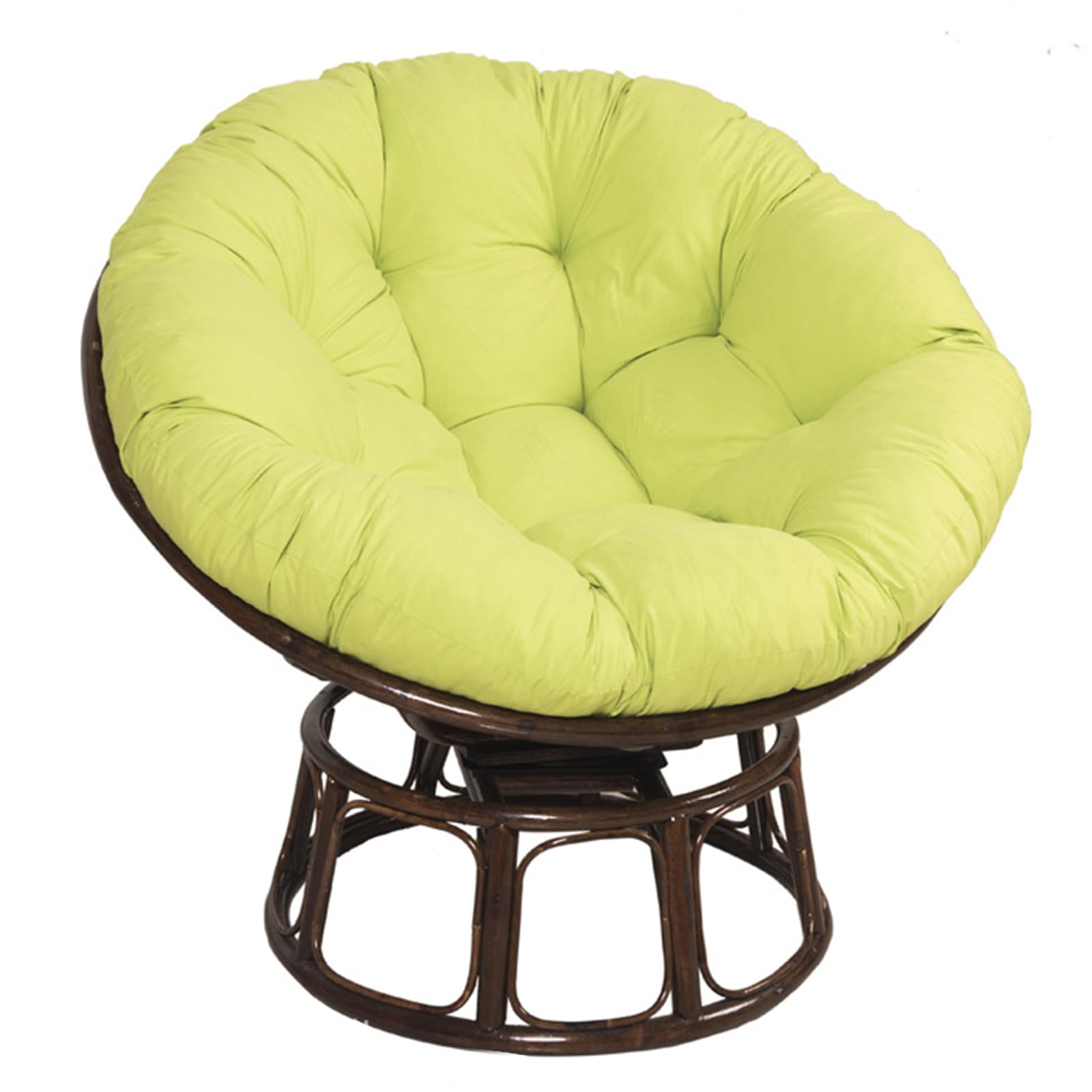 FUYAO Round Papasan Chair Cushion, Thick Pearl Cotton Filling Swing Cushions, Removable Papasan Wicker Rattan Egg Chair Pad With Non-slip Ties, For Indoor/Outdoor(Size:80cm,Color:Green)
