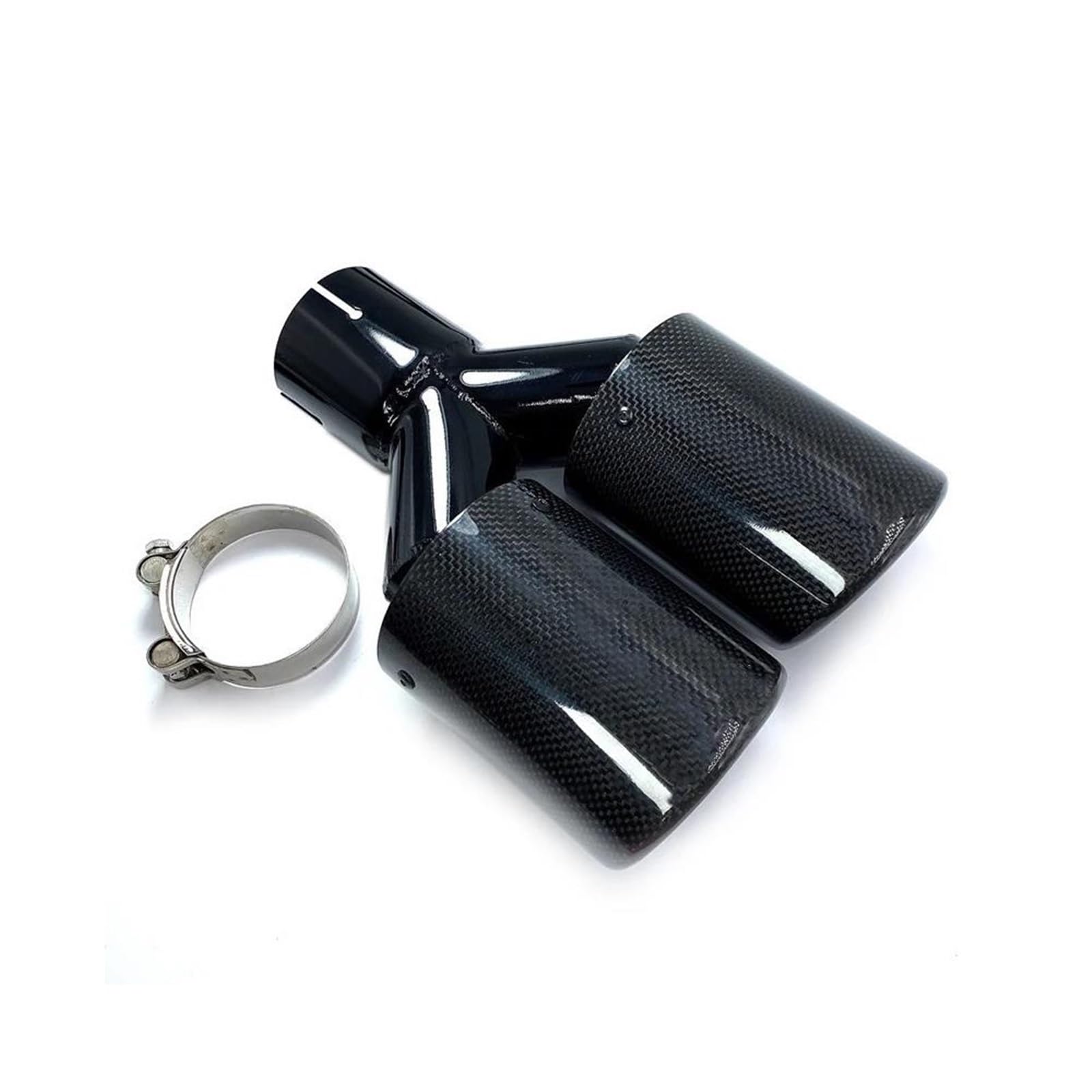 Silenciador universal de escape para coche en acero inoxidable con doble punta brillante 7