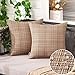 MIULEE Copricuscini per Divano Impermeabile Federe Cuscini all'Aperto Quadrati Moderni per Camera da Letto Balcone Federa Decorativa per Giardino in Poliestere 2 Pezzi 45X45 CM Cachi Chiaro