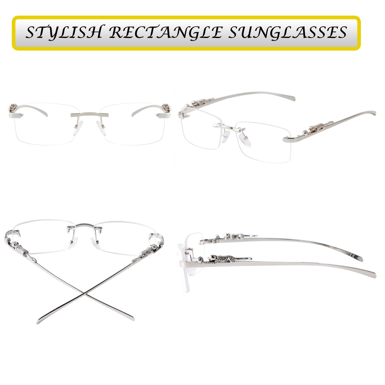 Lentes de sol fotocromáticos para hombres y mujeres, lentes transparentes sin montura y lentes rectangulares pequeños y estrechos