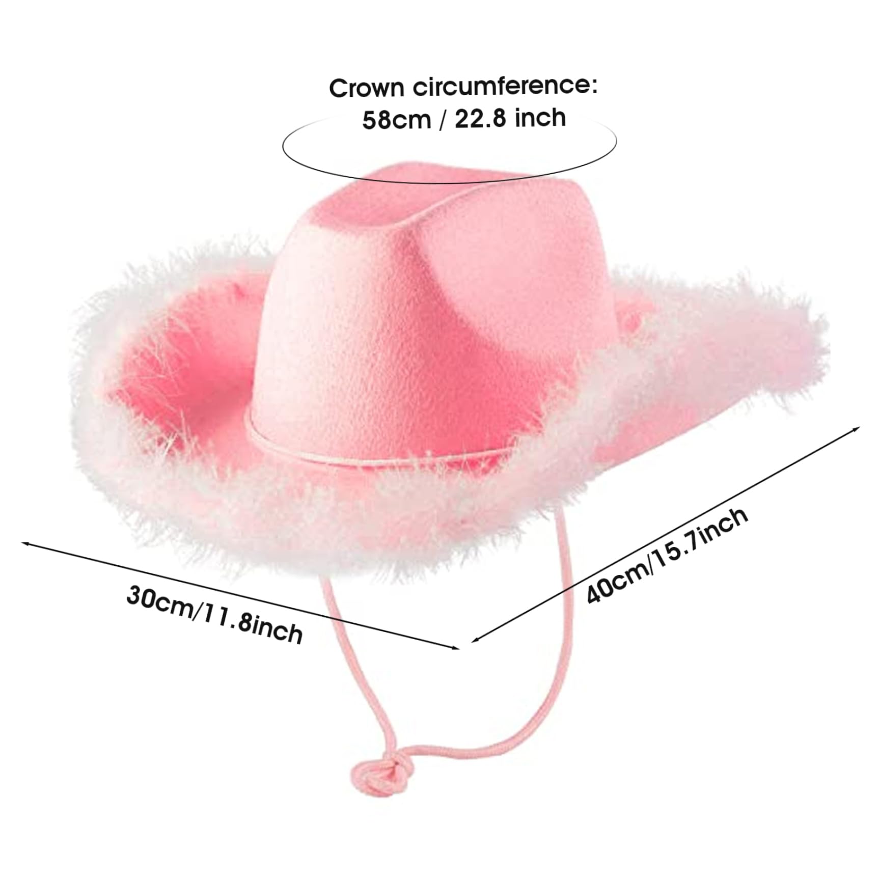 Cappello da Cowboy da Donna in Denim Leggero con Decorazione a Tesa in Peluche, Cappello Stile Western Dolce per Concerti Country, Rodeo, Feste Costume, all'Aperto