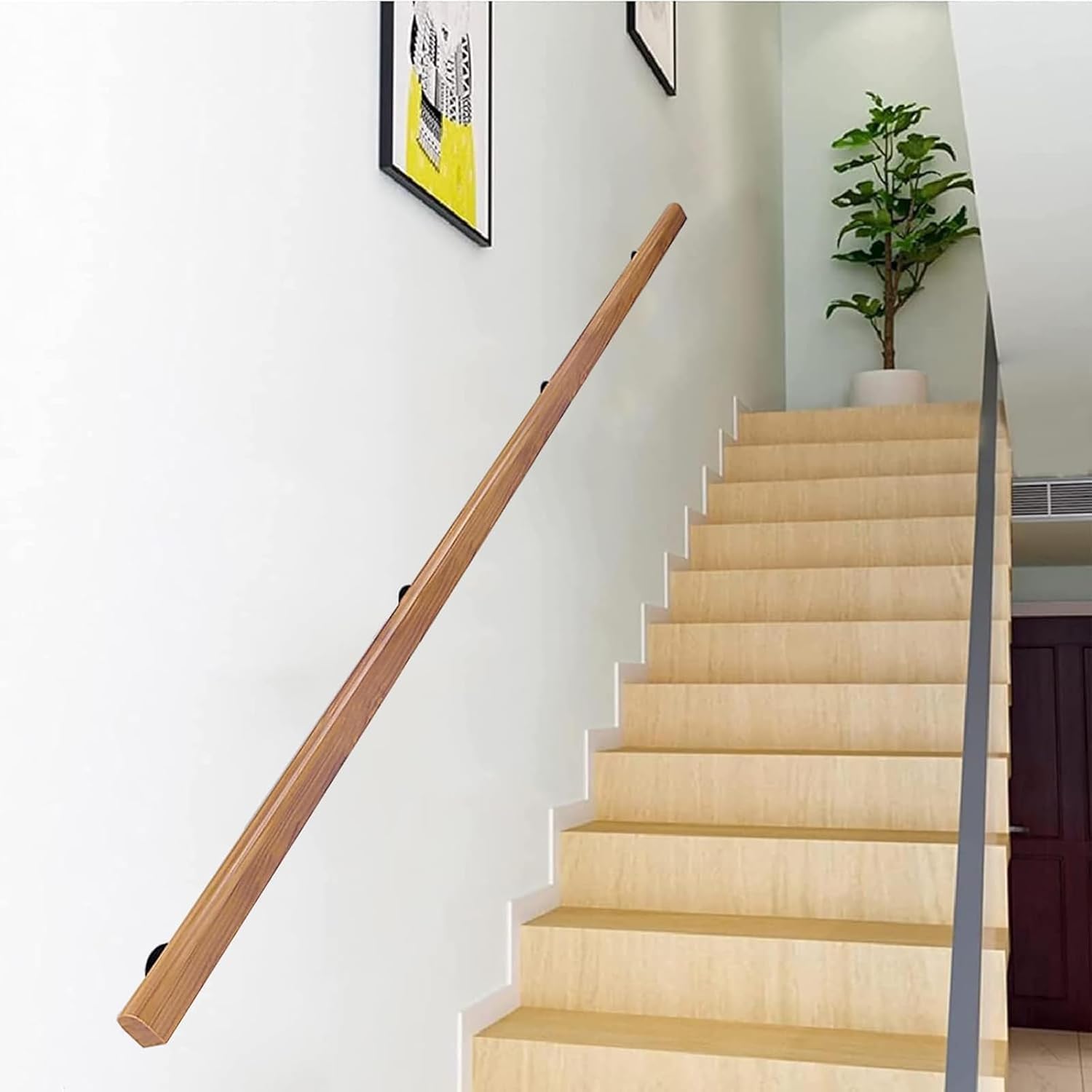 Pasamanos De Escalera De Madera De 50-600 Cm, Apoyabrazos De Seguridad Para Personas Mayores Montados En La Pared, Parapeto Para Pasillos, Barandillas Para Terrazas De Lofts (C, 150cm)